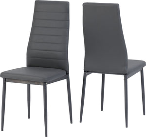 Abbey Chair Grey Faux Leather x2