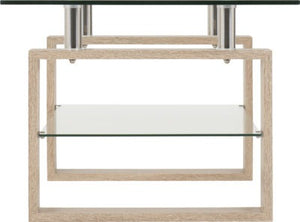 Milan Coffee Table Sonoma Oak Effect Veneer/Clear Glass/Silver