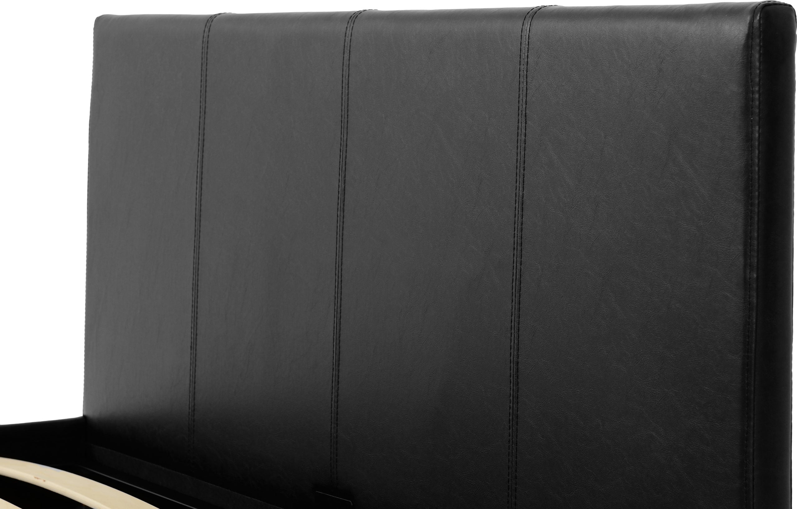 Waverley 4'6" Storage Bed Black Faux Leather