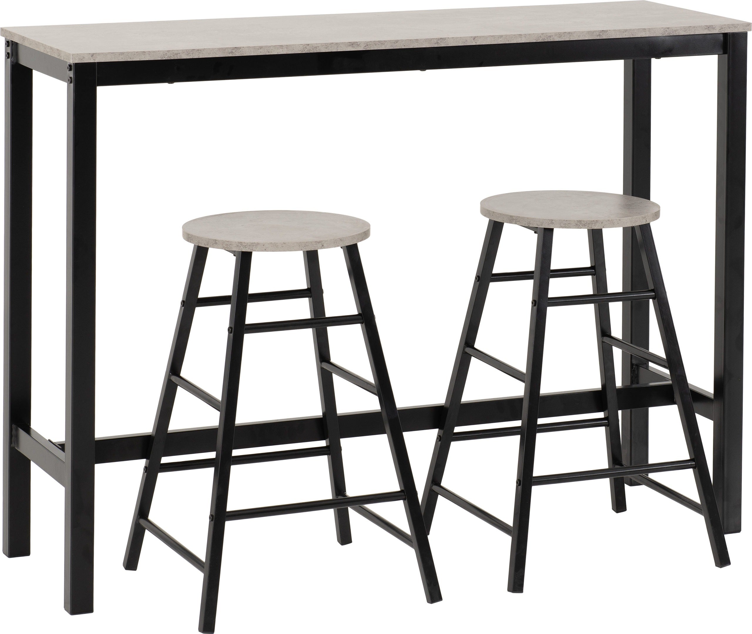 Athens Breakfast Bar set-Concrete Effect/Black