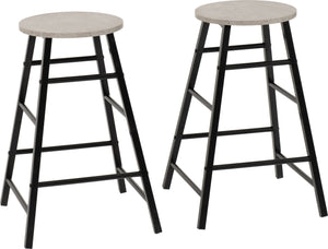 Athens Bar Stool x2 Concrete Effect/Black