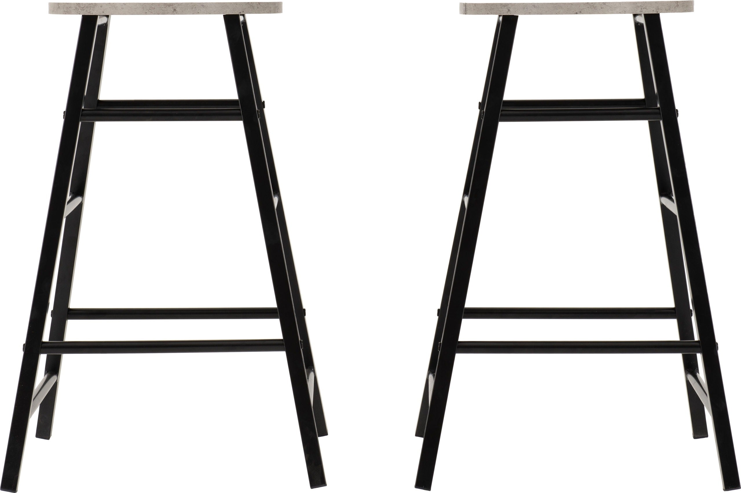 Athens Bar Stool x2 Concrete Effect/Black