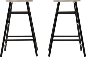 Athens Bar Stool x2 Concrete Effect/Black