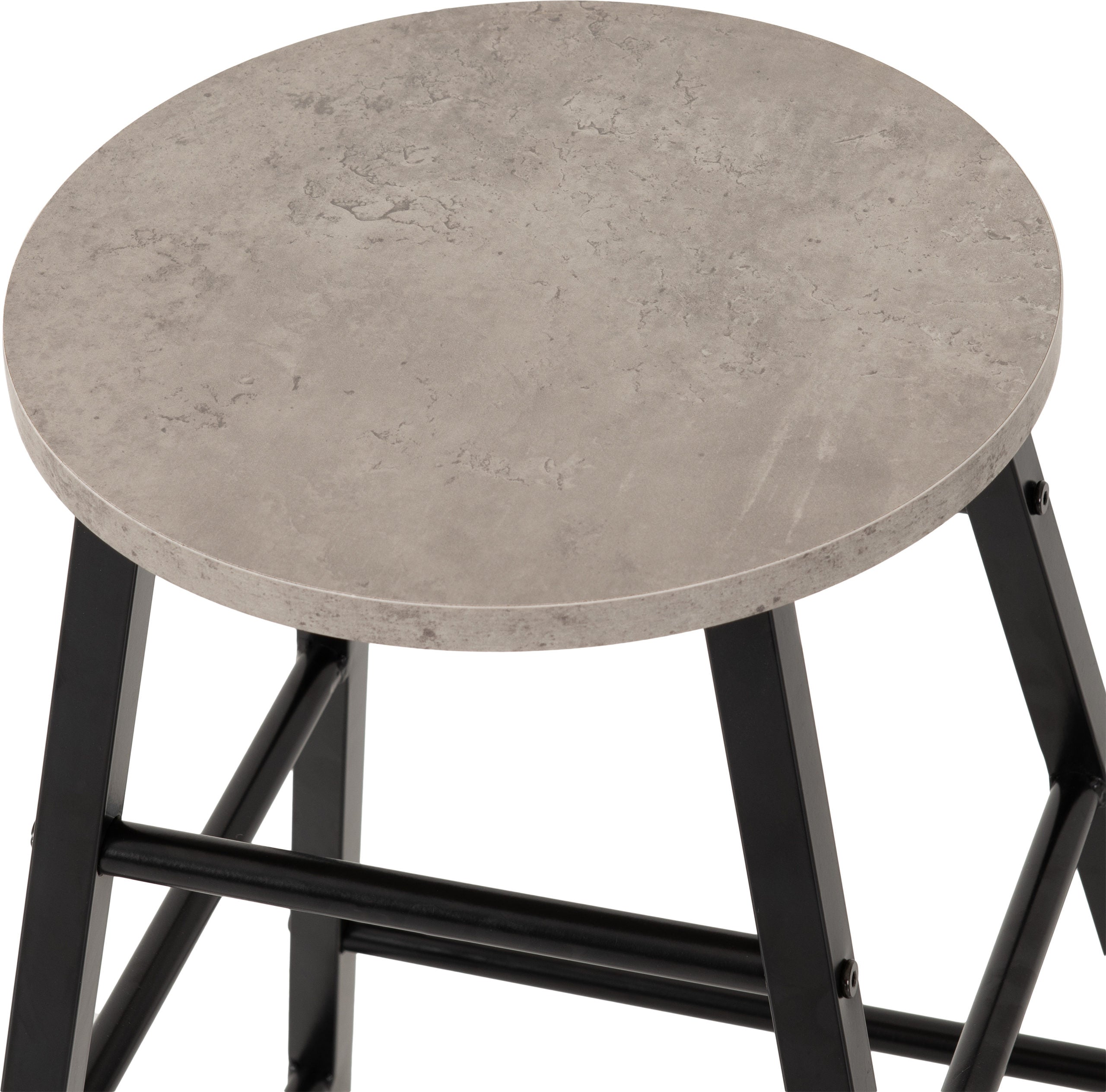 Athens Bar Stool x2 Concrete Effect/Black