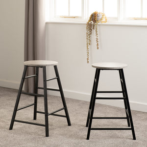 Athens Bar Stool x2 Concrete Effect/Black