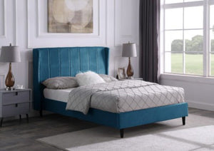 Amelia 4'6" Bed Blue Velvet Fabric