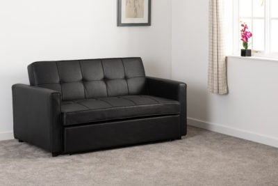 Astoria Sofa Bed Black Faux Leather