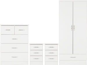 Nevada 2 Door 1 Drawer Wardrobe Bedroom Set White Gloss