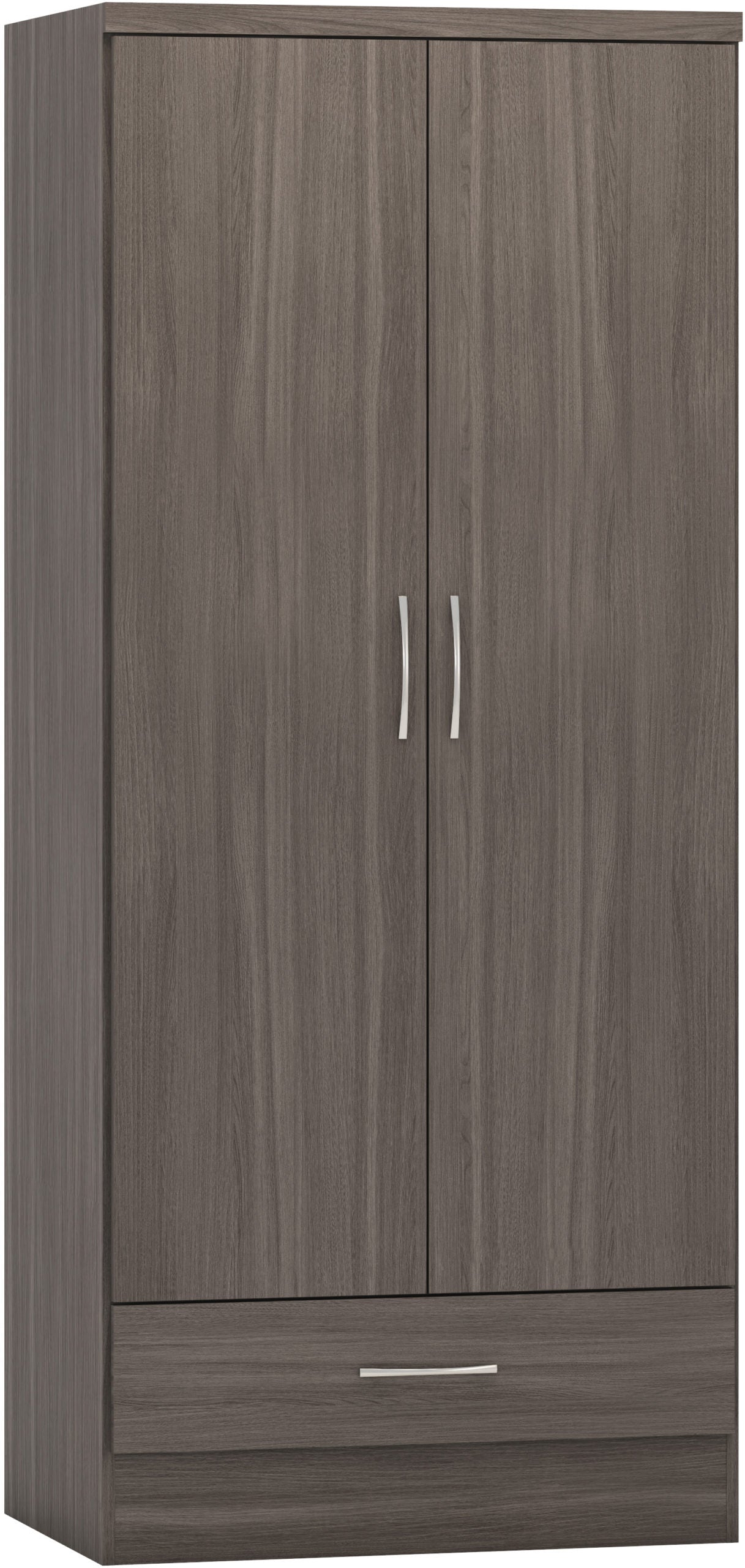 Nevada 2 Door 1 Drawer Wardrobe Black Wood Grain