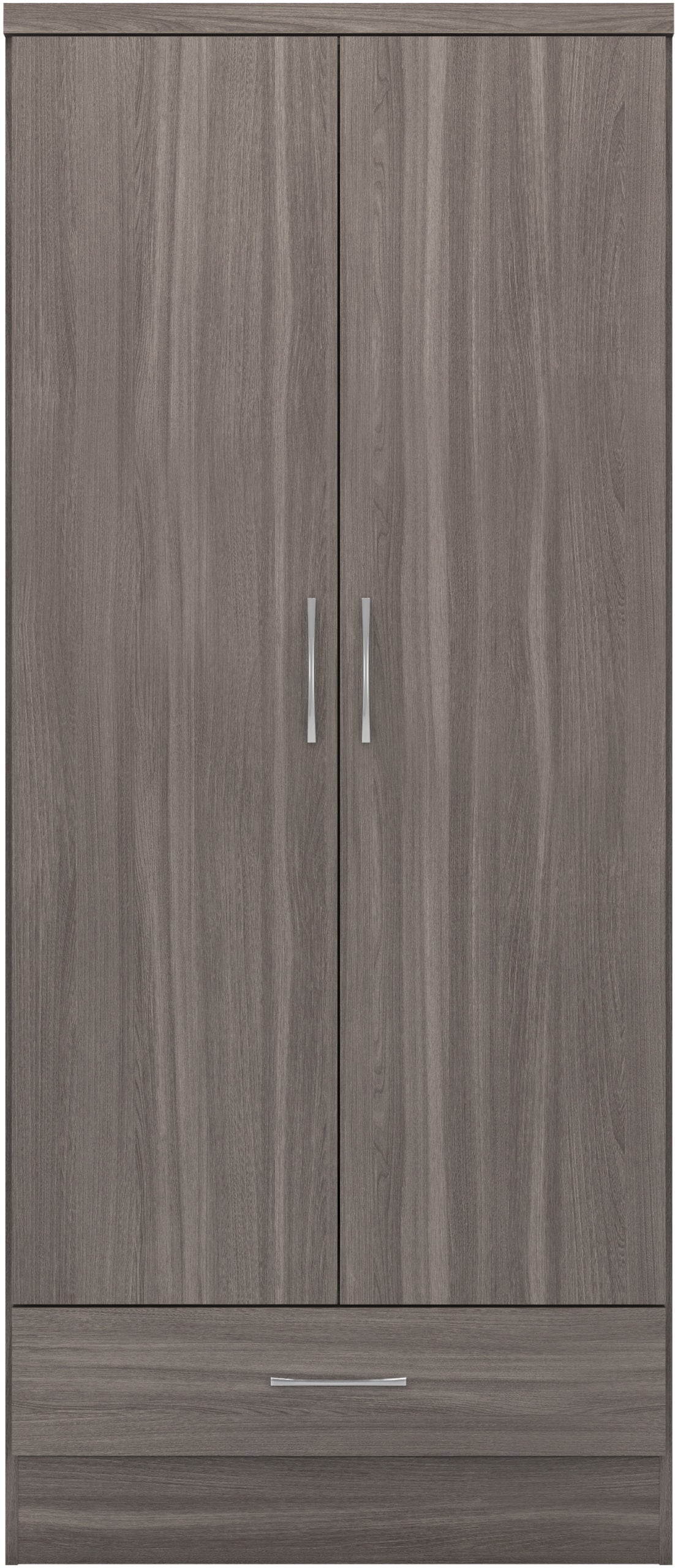 Nevada 2 Door 1 Drawer Wardrobe Black Wood Grain