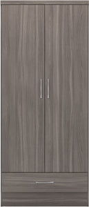 Nevada 2 Door 1 Drawer Wardrobe Black Wood Grain
