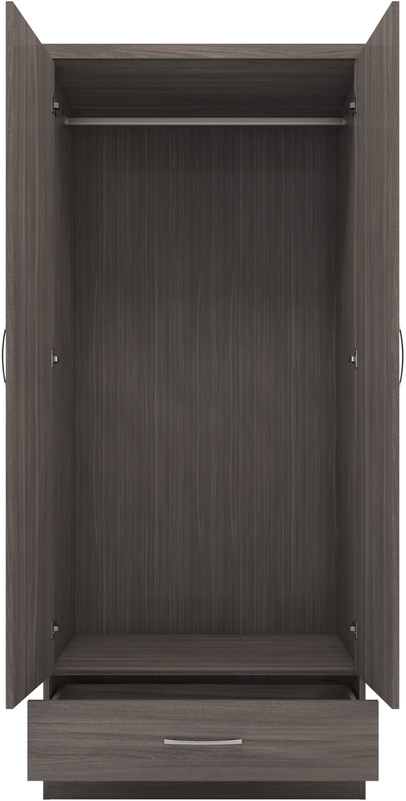 Nevada 2 Door 1 Drawer Wardrobe Black Wood Grain