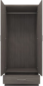 Nevada 2 Door 1 Drawer Wardrobe Black Wood Grain