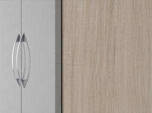 Nevada 2 Door 1 Drawer Wardrobe Grey Gloss/Light Oak Effect Veneer