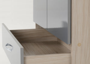 Nevada 2 Door 1 Drawer Wardrobe Grey Gloss/Light Oak Effect Veneer