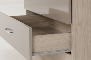Nevada 2 Door 1 Drawer Wardrobe Oyster Gloss/Light Oak Effect Veneer