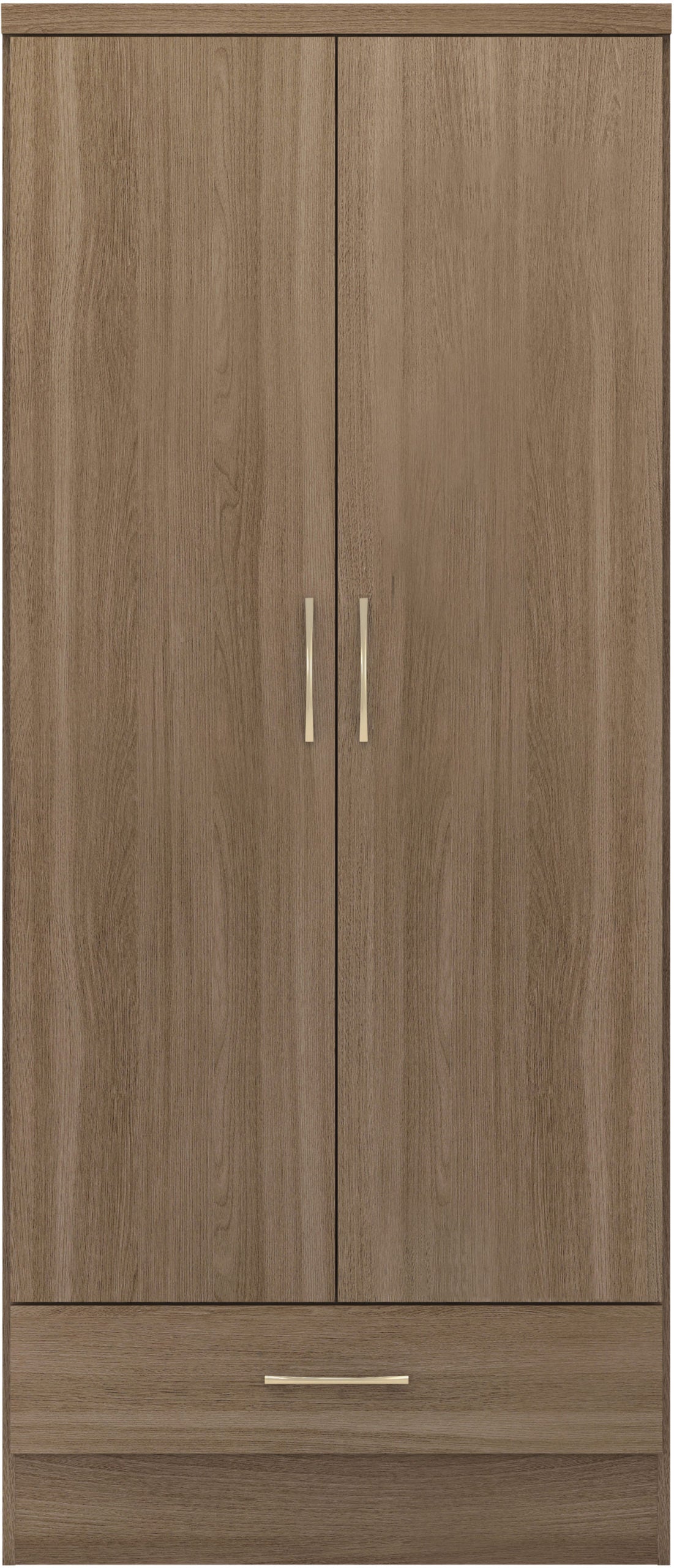 Nevada 2 Door 1 Drawer Wardrobe Rustic Oak Effect