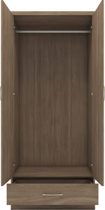 Nevada 2 Door 1 Drawer Wardrobe Rustic Oak Effect