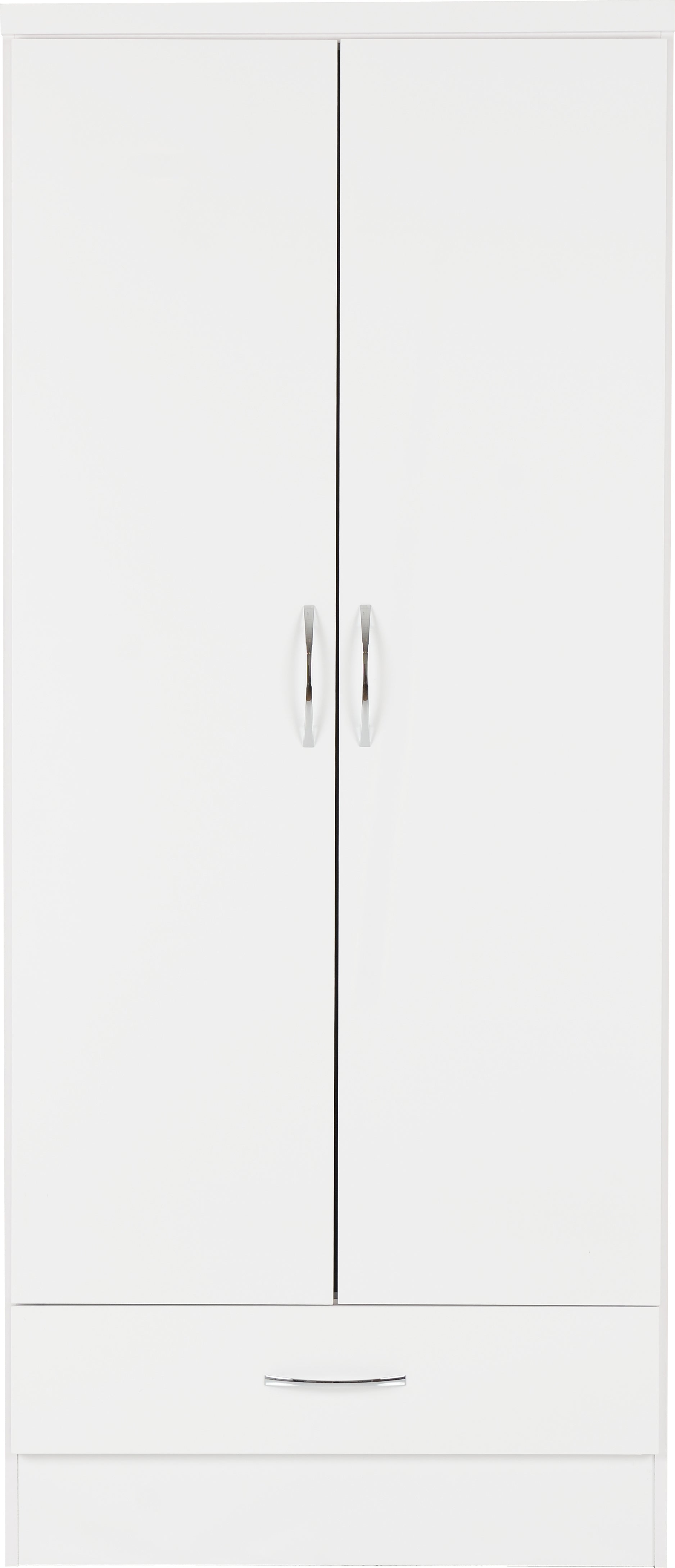 Nevada 2 Door 1 Drawer Wardrobe White Gloss