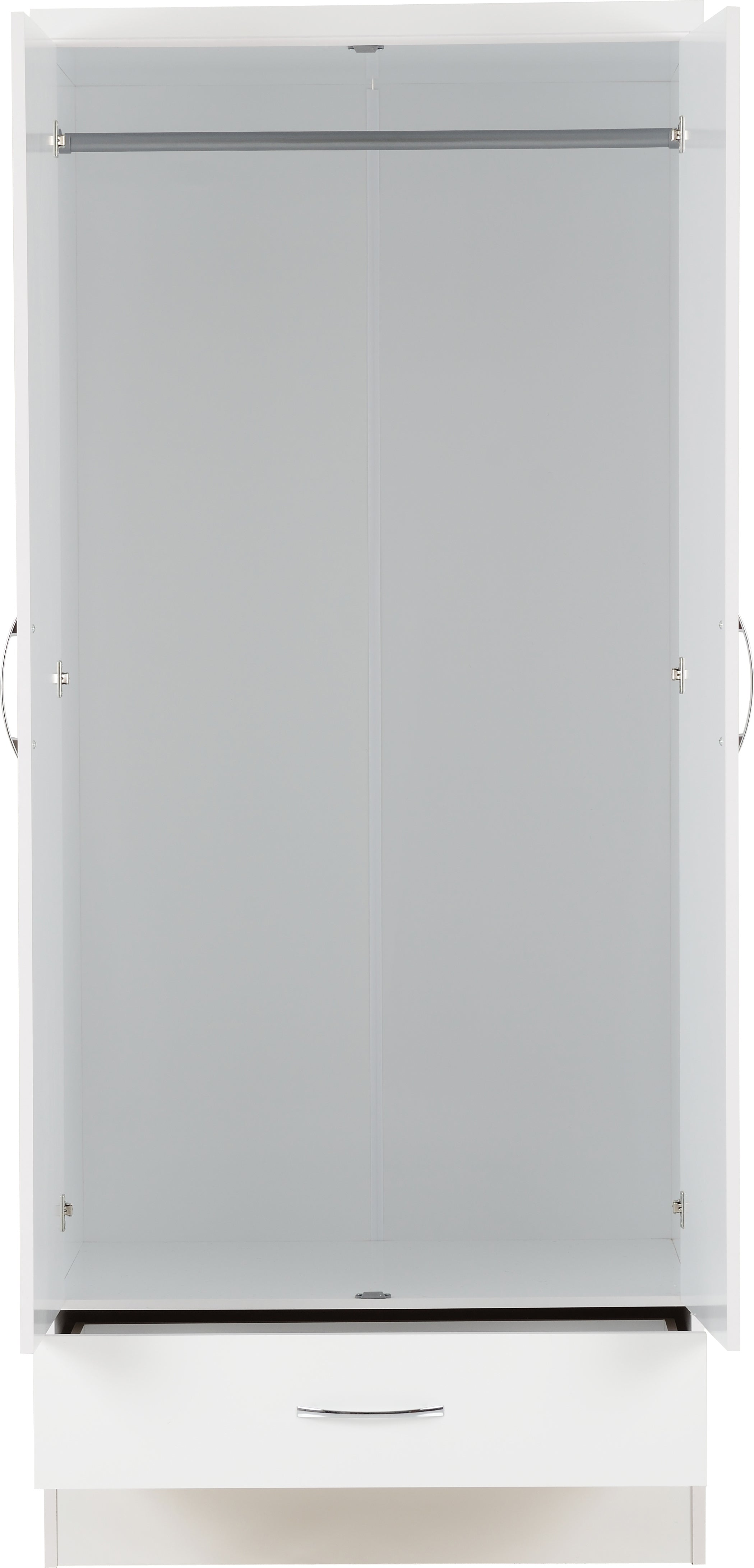 Nevada 2 Door 1 Drawer Wardrobe White Gloss