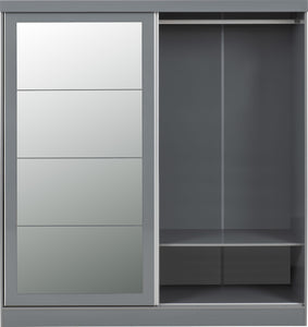 Nevada 2 Door Sliding Wardrobe Grey Gloss