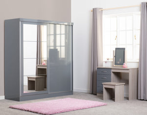 Nevada 2 Door Sliding Wardrobe Grey Gloss
