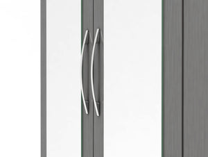 Nevada 3 Door 2 Drawer Mirrored Wardrobe 3D Effect Grey