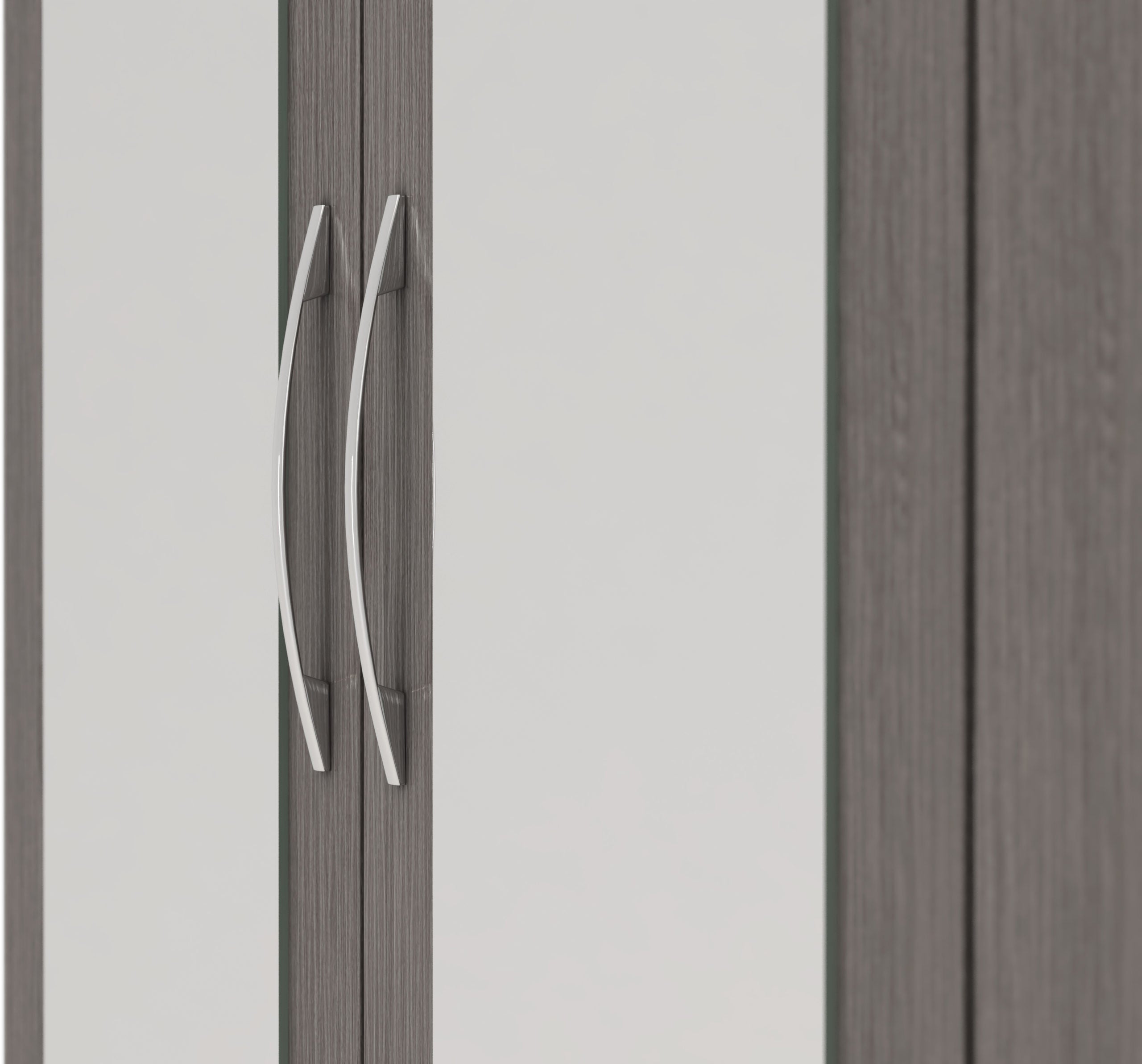 Nevada 3 Door 2 Drawer Mirrored Wardrobe Black Wood Grain