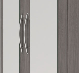Nevada 3 Door 2 Drawer Mirrored Wardrobe Black Wood Grain