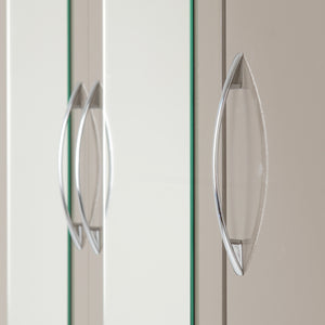 Nevada 3 Door 2 Drawer Mirrored Wardrobe Oyster Gloss/Light Oak Effect Veneer
