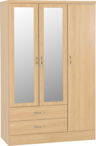 Nevada 3 Door 2 Drawer Mirrored Wardrobe Sonoma Oak Effect