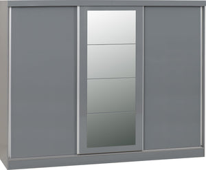 Nevada 3 Door Sliding Wardrobe Grey Gloss