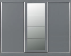 Nevada 3 Door Sliding Wardrobe Grey Gloss