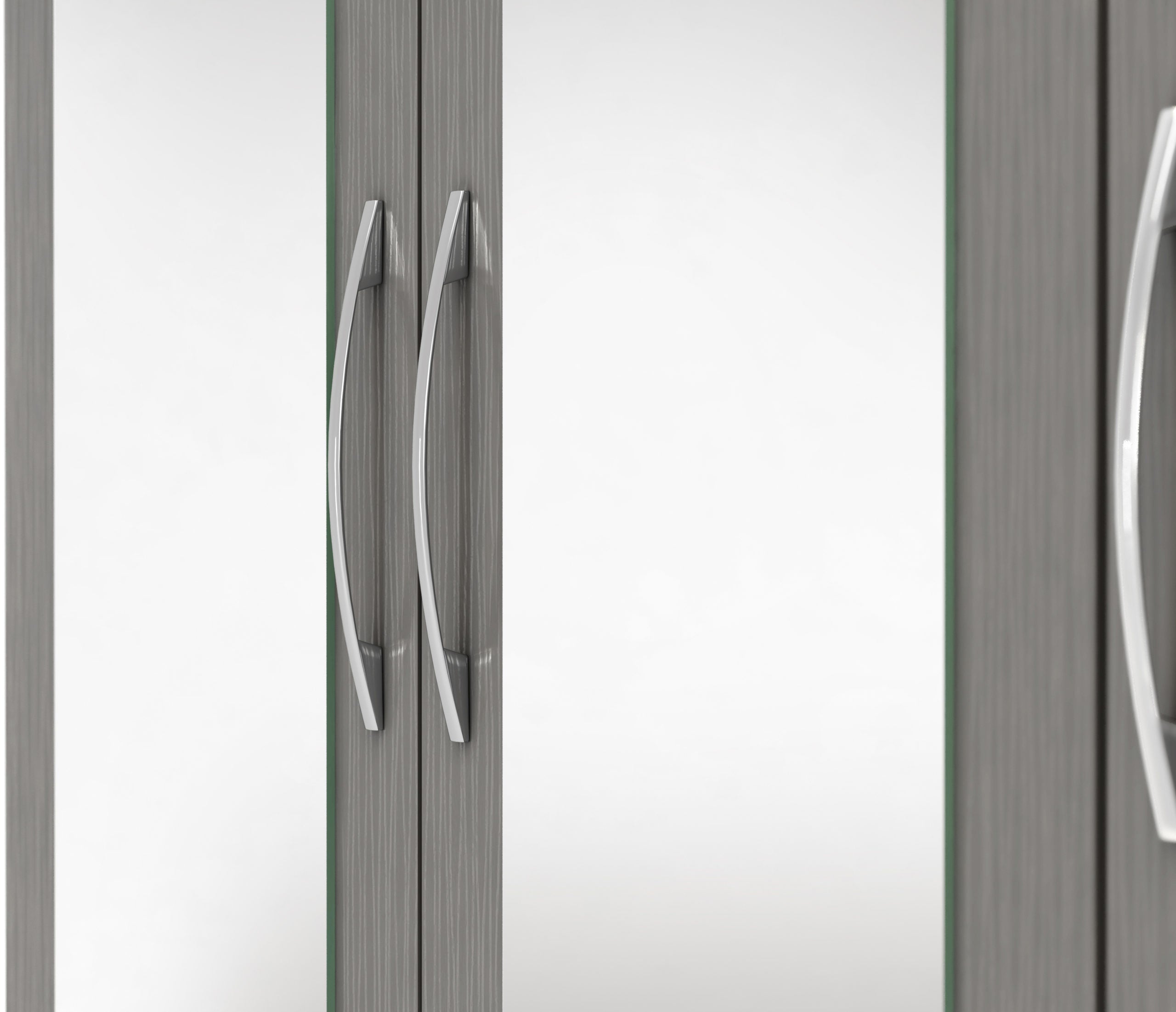 Nevada 4 Door 2 Drawer Mirrored Wardrobe 3D Effect Grey