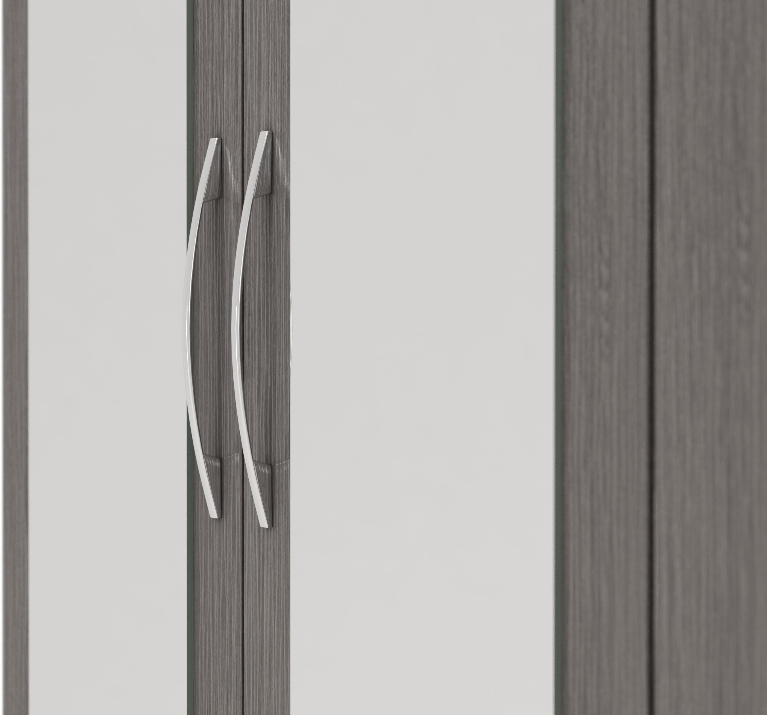 Nevada 4 Door 2 Drawer Mirrored Wardrobe Black Wood Grain