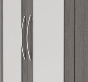 Nevada 4 Door 2 Drawer Mirrored Wardrobe Black Wood Grain