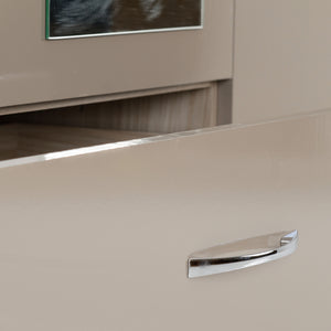 Nevada 4 Door 2 Drawer Mirrored Wardrobe Oyster Gloss/Light Oak Effect Veneer