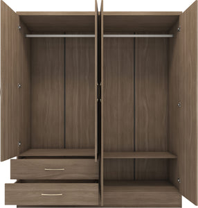 Nevada 4 Door 2 Drawer Mirrored Wardrobe Rustic Oak Effect
