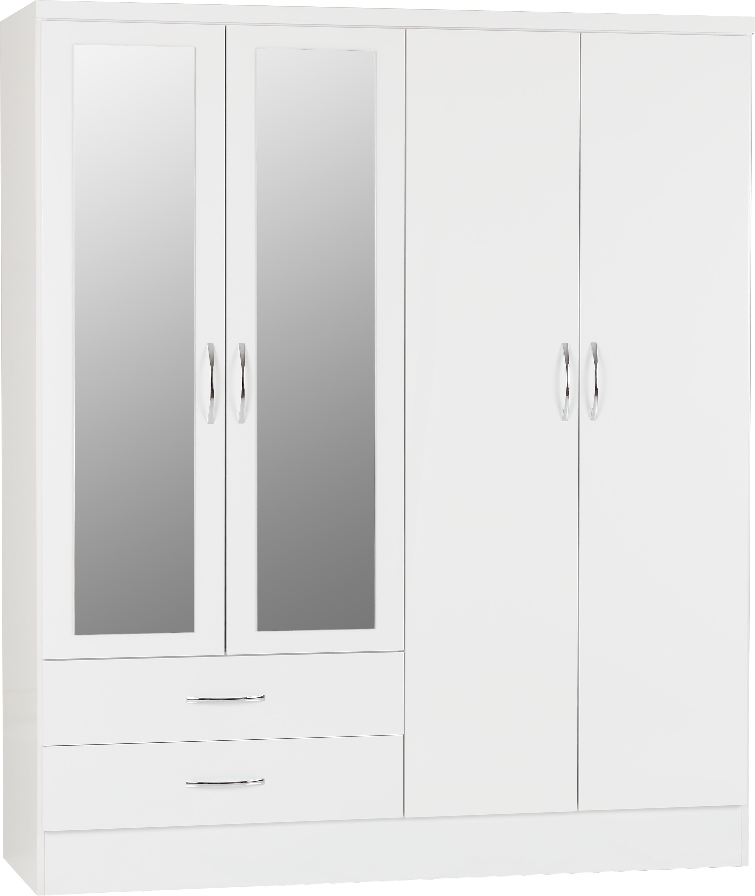 Nevada 4 Door 2 Drawer Mirrored Wardrobe Sonoma Oak Effect