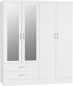 Nevada 4 Door 2 Drawer Mirrored Wardrobe Sonoma Oak Effect