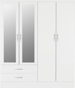 Nevada 4 Door 2 Drawer Mirrored Wardrobe Sonoma Oak Effect