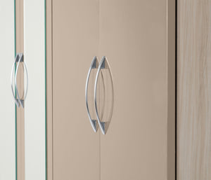 Nevada 6 Door 2 Drawer Mirrored Wardrobe Oyster Gloss/Light Oak Effect Veneer
