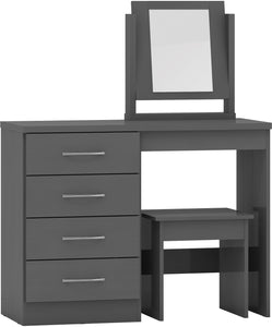 Nevada 4 Drawer Dressing Table Set 3D Effect Grey