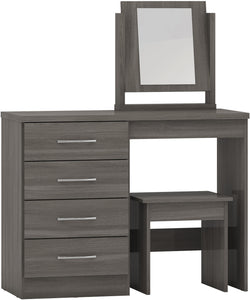 Nevada 4 Drawer Dressing Table Set Black Wood Grain