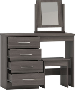 Nevada 4 Drawer Dressing Table Set Black Wood Grain