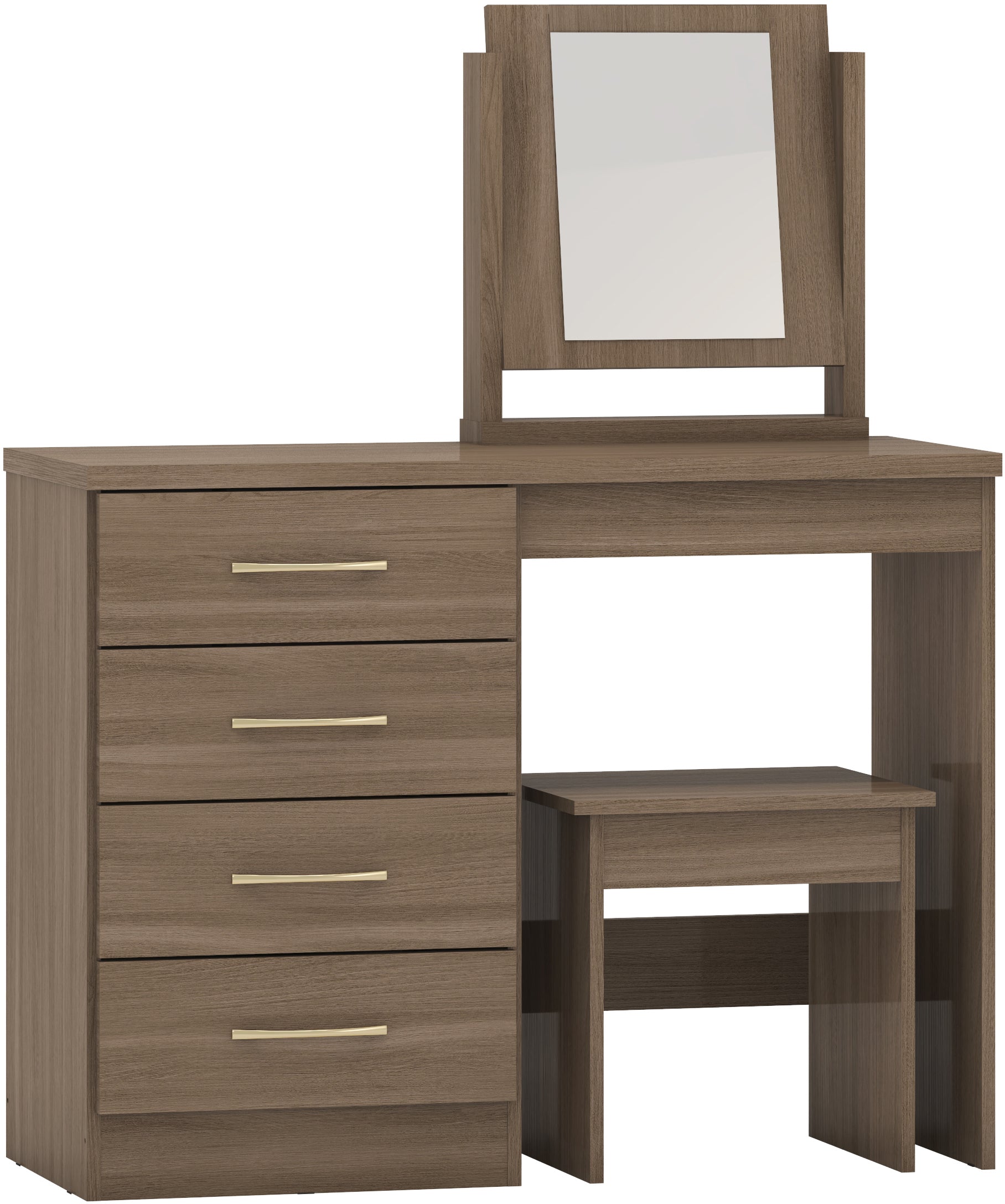 Nevada 4 Drawer Dressing Table Set Rustic Oak Effect