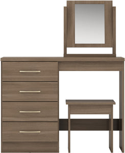 Nevada 4 Drawer Dressing Table Set Rustic Oak Effect