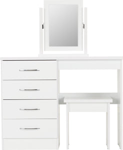 Nevada 4 Drawer Dressing Table Set White Gloss