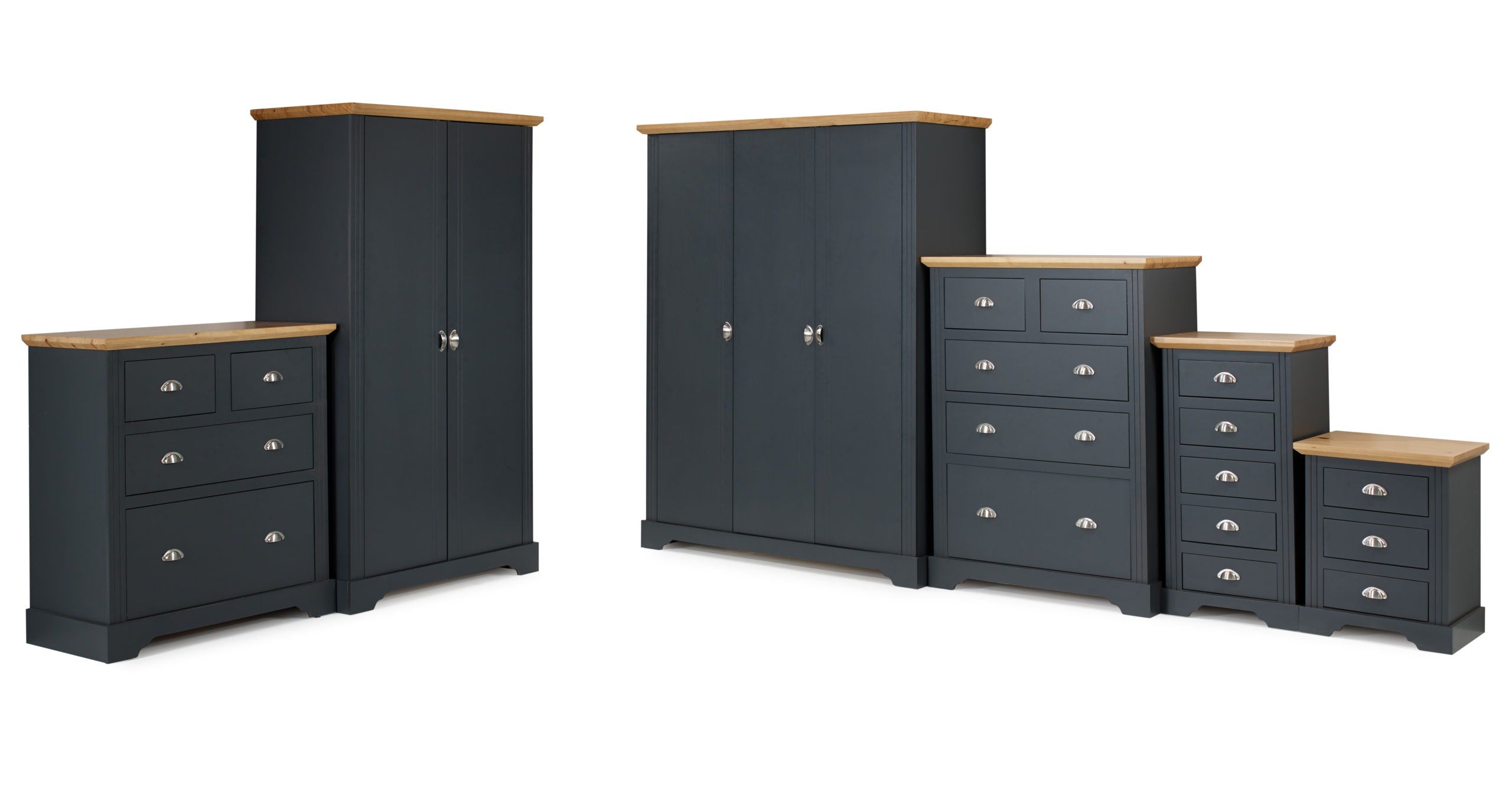 Toledo 2 Door Wardrobe Grey/Oak Effect