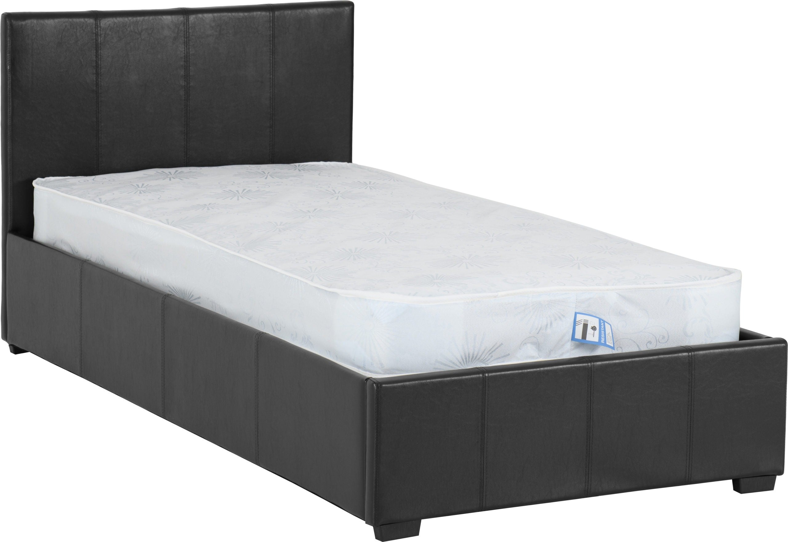 Waverley 3' Storage Bed Black Faux Leather